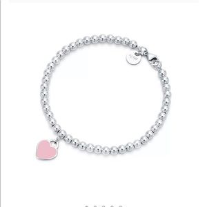 Tiffany & Co. Pink Heart Tag Bead Bracelet